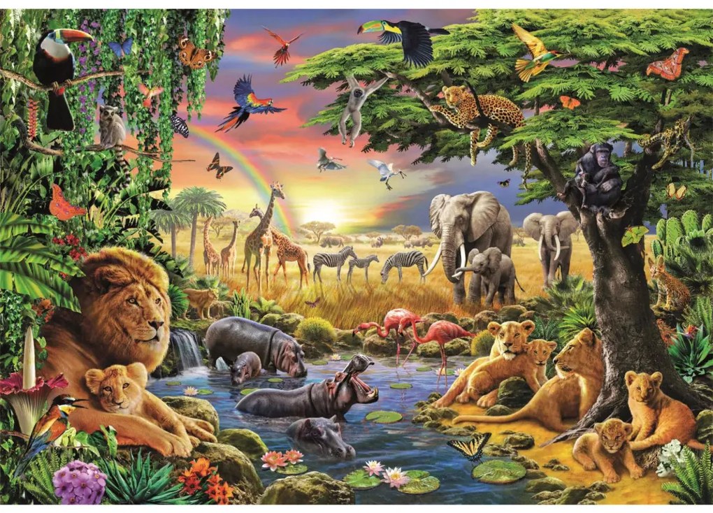 Animale African Gathering Puzzle Safari 2000 de piese Clementoni