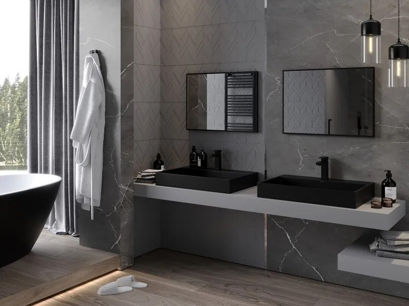 Mexen Loft oglindă de baie dreptunghiulară 70 x 50 cm, ramă neagră - 9852-070-050-000-70