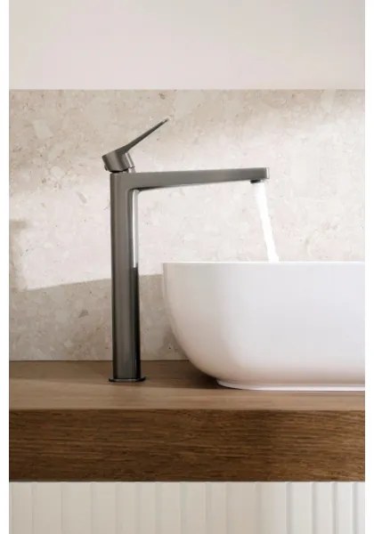 Baterie lavoar MALAGA KFA Armatura 4522-712-61 - 30,3 cm cu sifon, gri metalizat