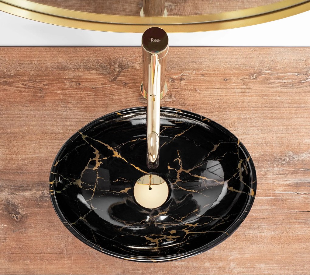 Lavoar pe blat Rea Sofia Mini Black Marble Shiny