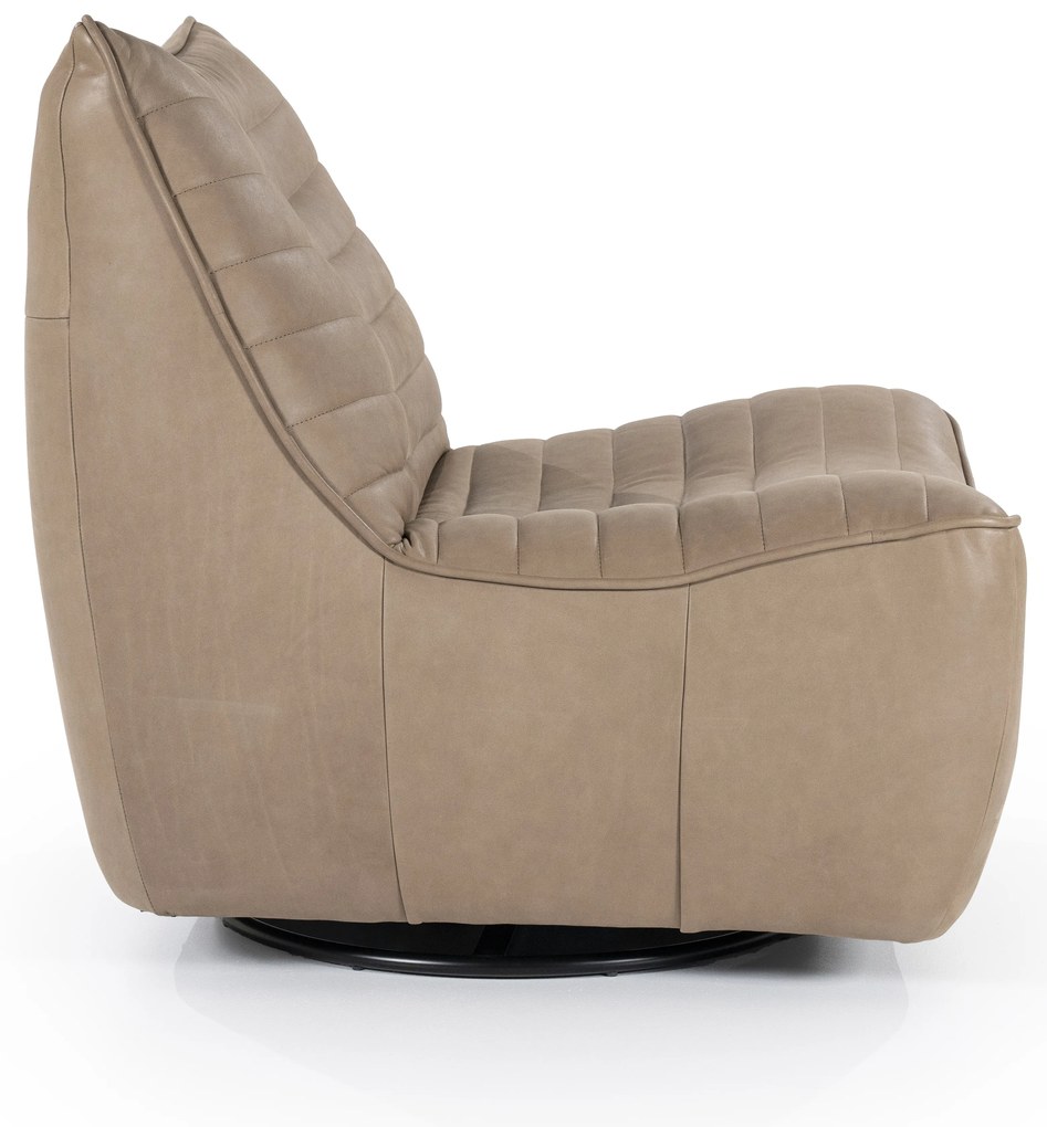 Fotoliu Matthew din piele, metal și lemn taupe