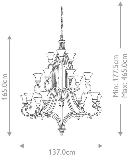 Lustră pe lanț DRAWING Feiss FE-DRAWING-ROOM18 ROOM 18xE27/60W/230V