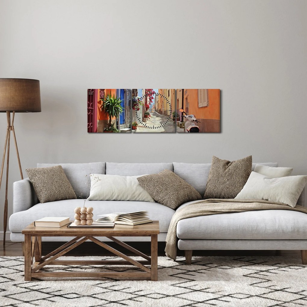 Tablou cu strada din Sardinia (cu ceas) (90x30 cm)