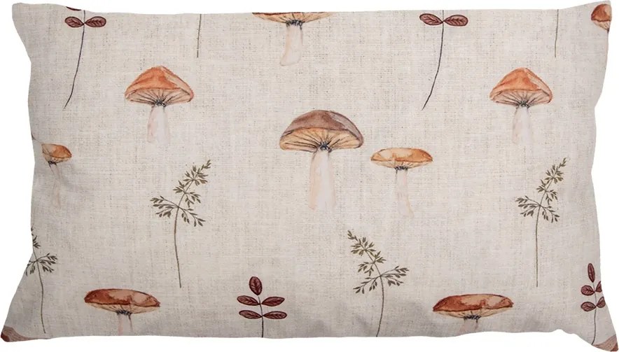 Fata de perna, bej, din textil, 30x50 cm, Mushrooms