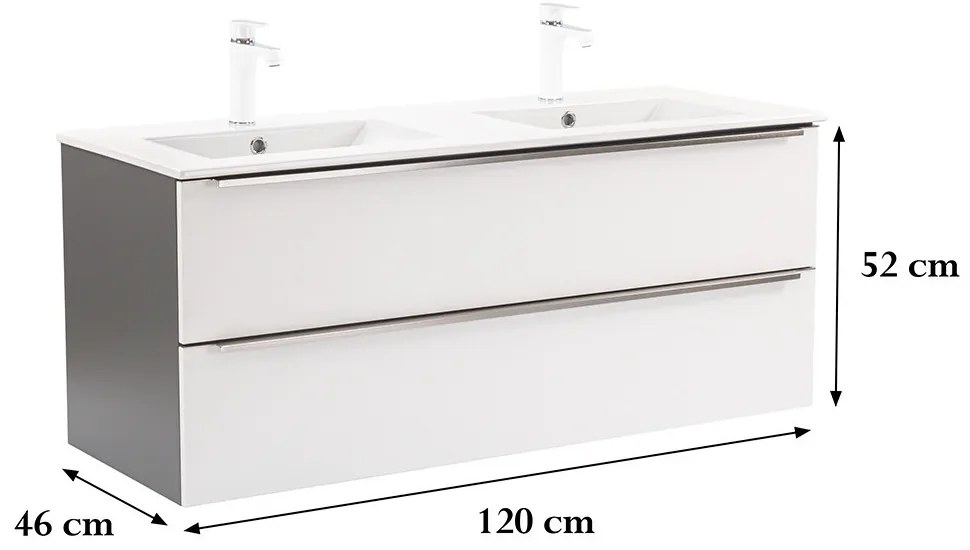 Dulap de bază Vario Trim 120 cu chiuvetă antracit-alb