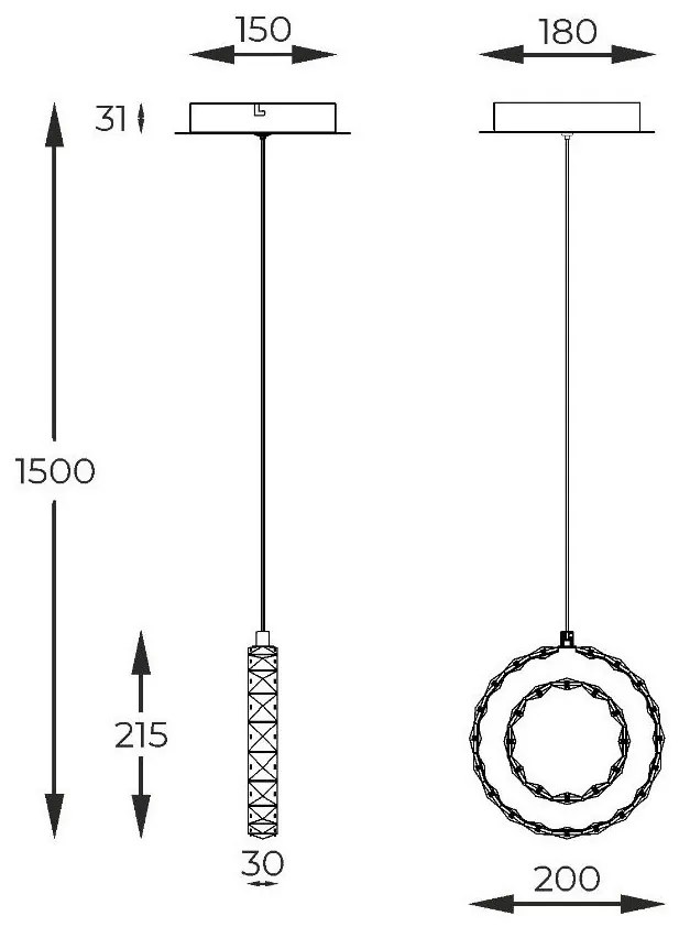 Lustra LED suspendata design modern Girona crom