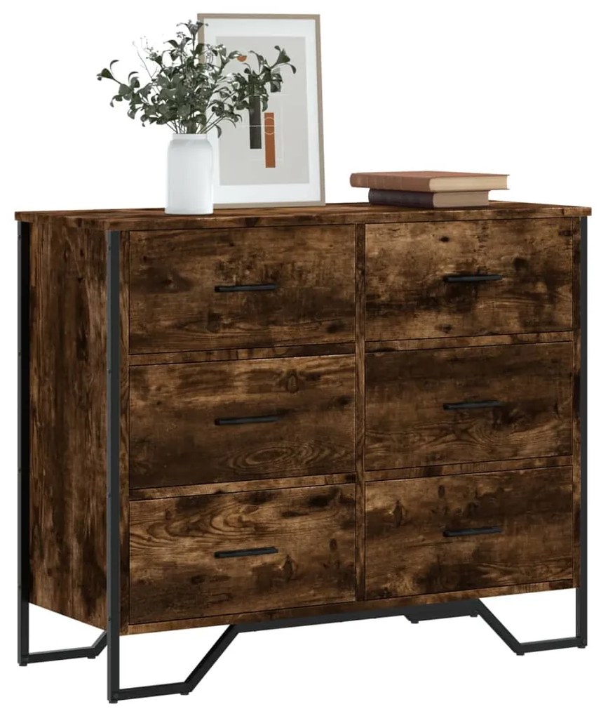 vidaXL Comodă cu sertare stejar fumuriu 91x35,5x74,5 cm lemn prelucrat