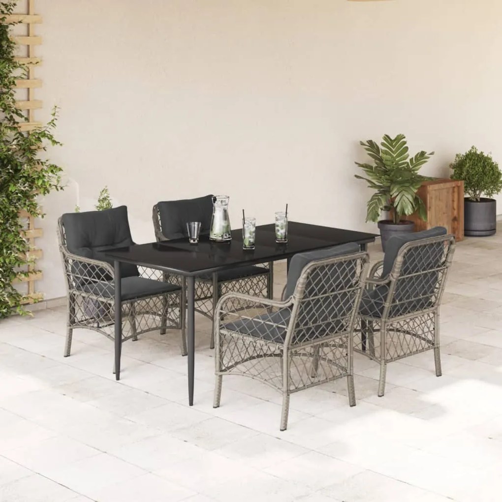 vidaXL Set mobilier de grădină cu perne, 5 piese gri deschis poliratan