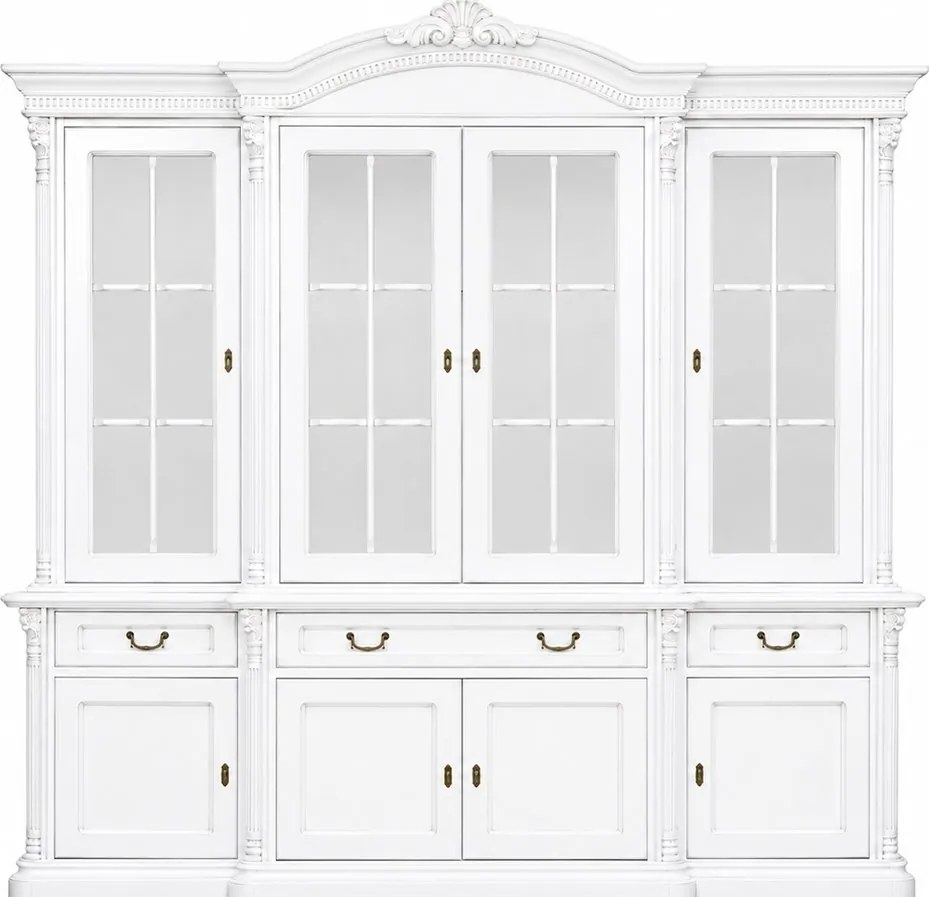 Bufet lemn masiv Briston cu Vitrină 4 Uși, 229.5 × 56.5 × 230 cm