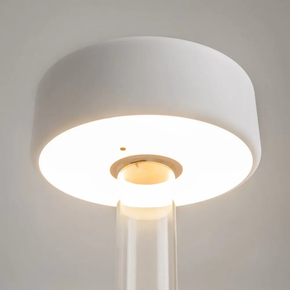 Lampa portabila cu baterii cu baza in forma de vaza AI design alb/ transparent