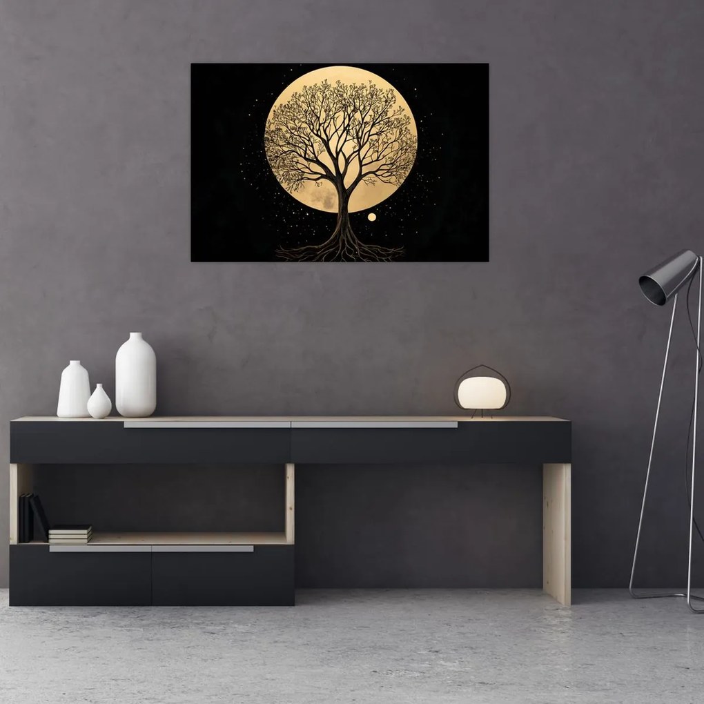 Tablou – Arbore în lună plină aurie I. (90x60 cm)