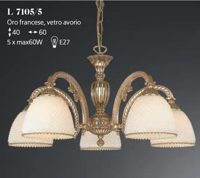 Candelabru din alama 5 brate design italian 7105