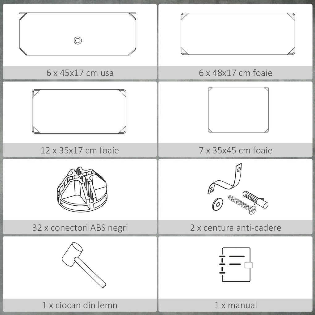 HOMCOM Mobilier pentru incaltaminte modular, 6 cuburi 45x35x17cm din plastic PP si otel, alb | Aosom Romania
