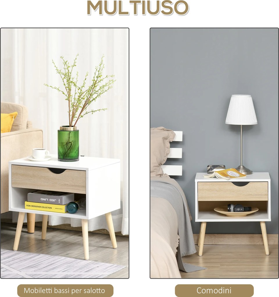 HOMCOM Noptiere Moderne cu Sertar și Raft, Design Modern și Funcțional, Ideal pentru Cameră de Dormit, Albastru | Aosom Romania