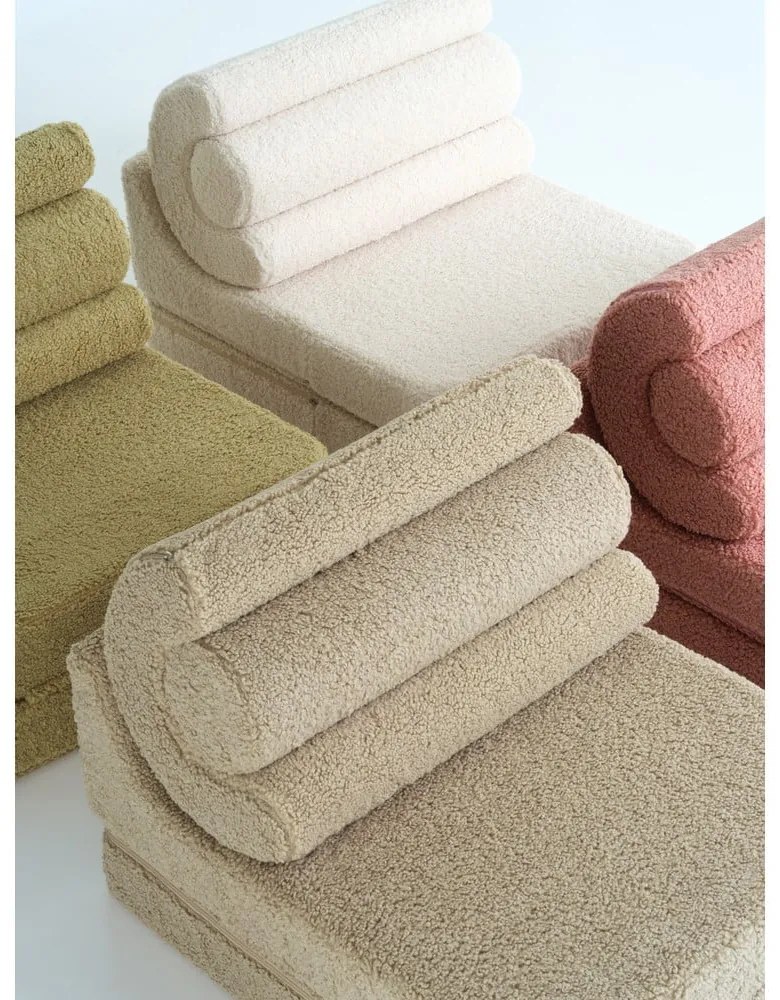 Fotoliu pentru copii maro deschis cu tapițerie din țesătură bouclé Flipster – Wigiwama