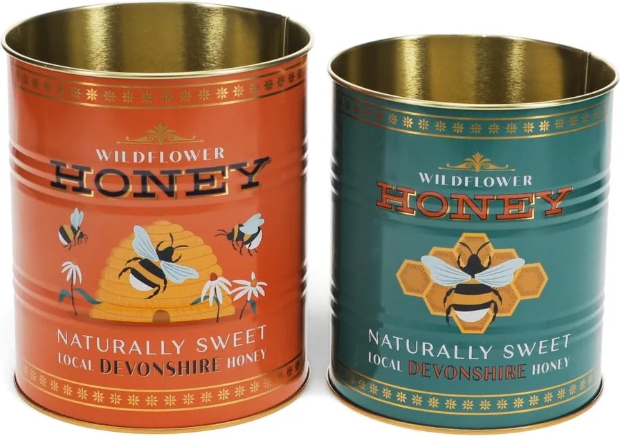 Cutii de depozitare 2 buc. din staniu decorative ø 11x13 cm Honey – Rex London