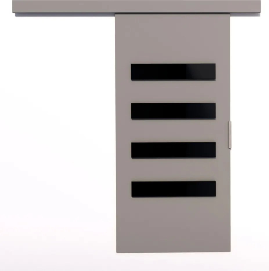 Usa glisanta Forli, ADRK Furniture (Latime: 106 cm, Culoare: Gri /Negru Lacobel)