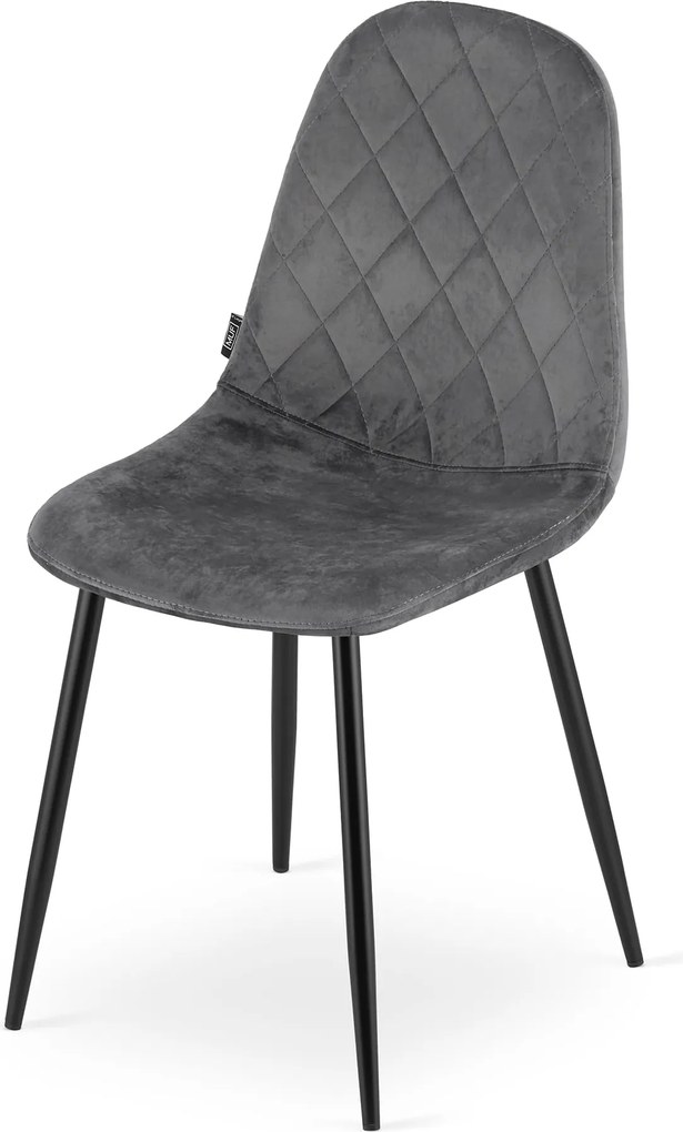 OFERTA Scaun din catifea gri inchis ASTI cu picioare negre categoria a II-a