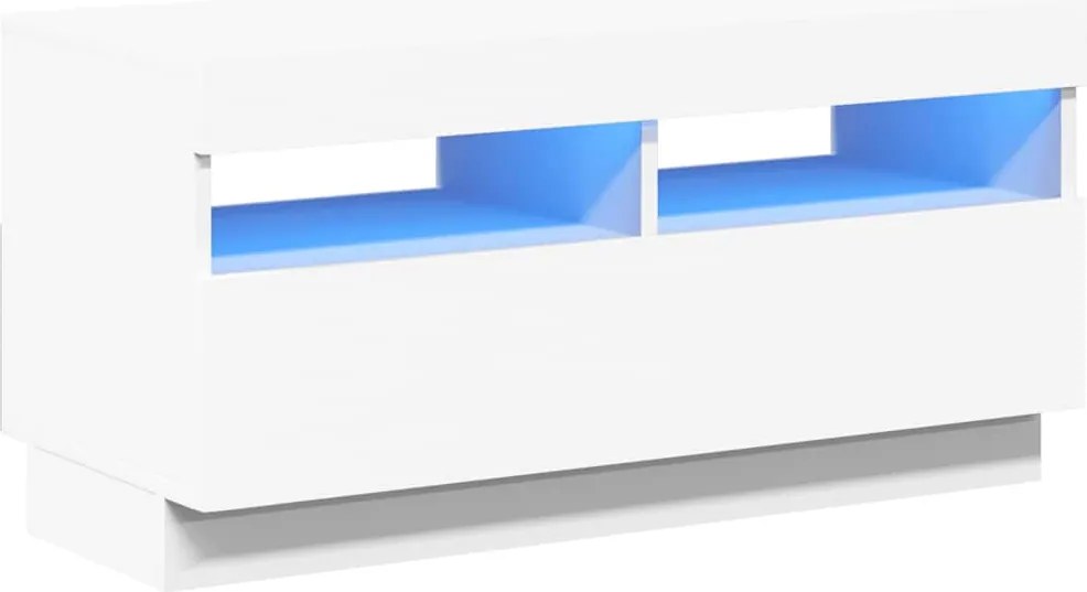 vidaXL Comodă TV cu lumini LED, alb, 80x35x40 cm