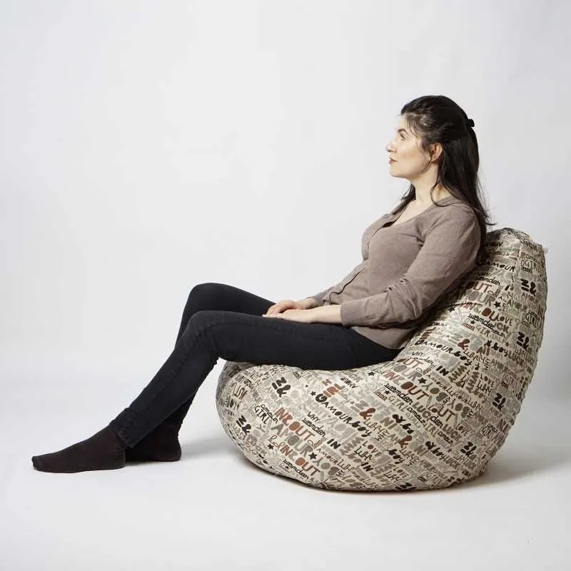 Fotoliu Nirvana Hobbit Pufrelax, Material textil - Latte Luck