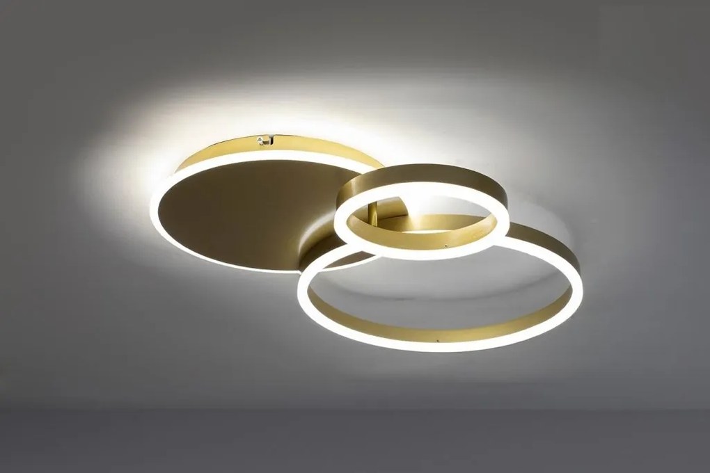 Plafoniera LED cu Telecomanda, Design Geormetric, RINGS 3 auriu