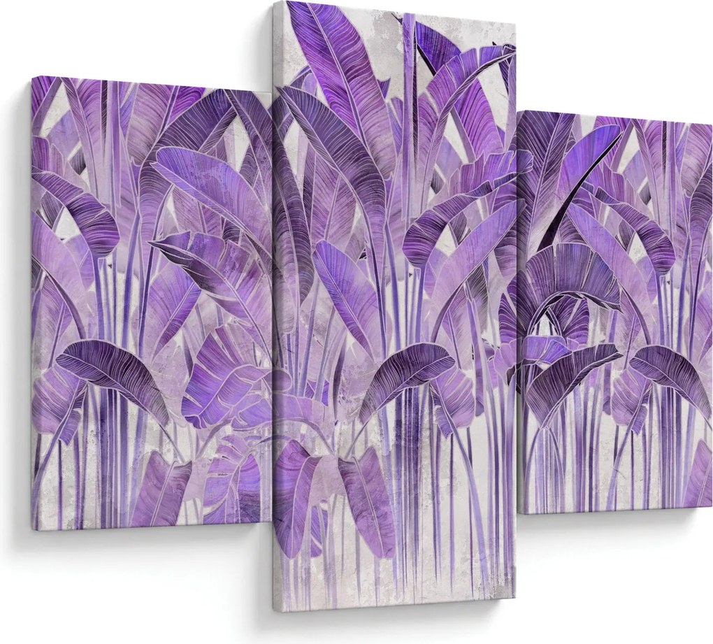 Tablou - Frunze violet în tencuială (90x60 cm)