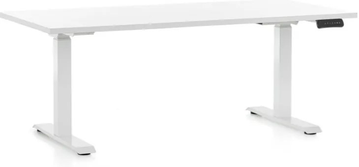 Masa inaltime reglabila OfficeTech C, 160 x 80 cm, bază albă, alb