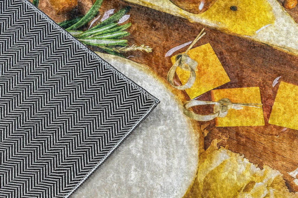 ANDRE 9009 covor lavabil Gustări bucatarie anti-alunecare - maro / galben