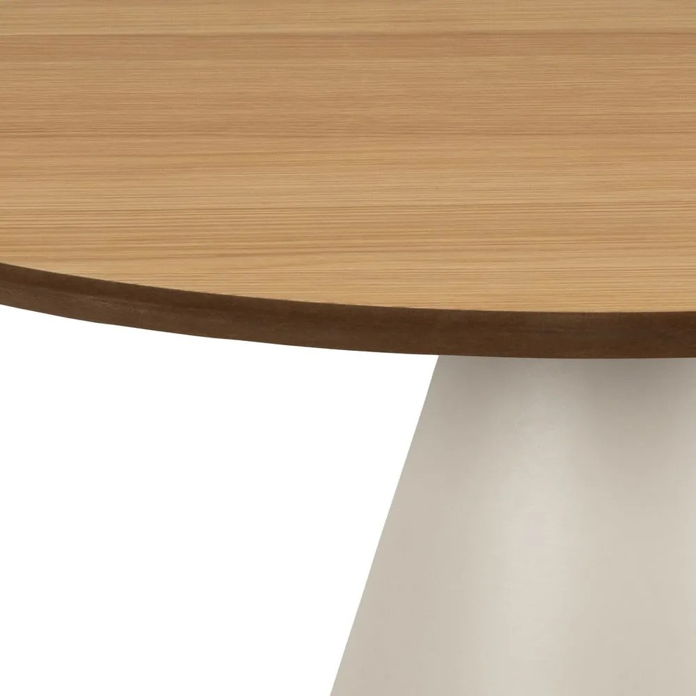 Măsuță de cafea crem/în culoare naturală rotundă cu blat cu aspect de lemn de stejar ø 65 cm Soli – Actona