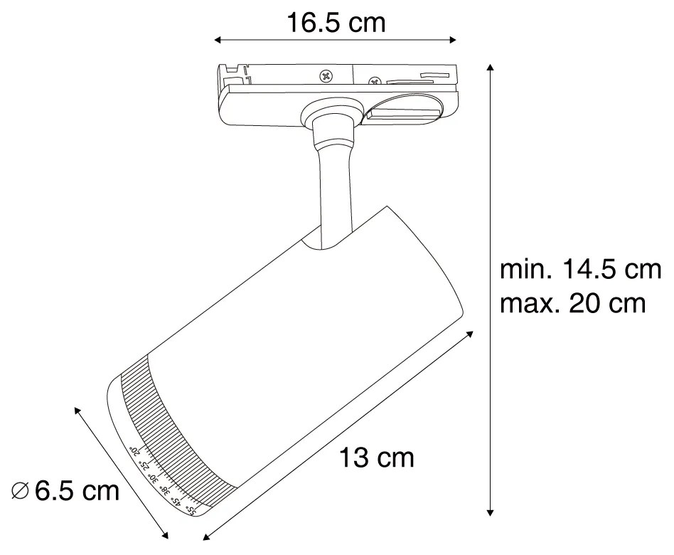 Spot modern negru pentru sistem de șină monofazat, cu LED, rotativ și înclinabil - Iconic Zoom