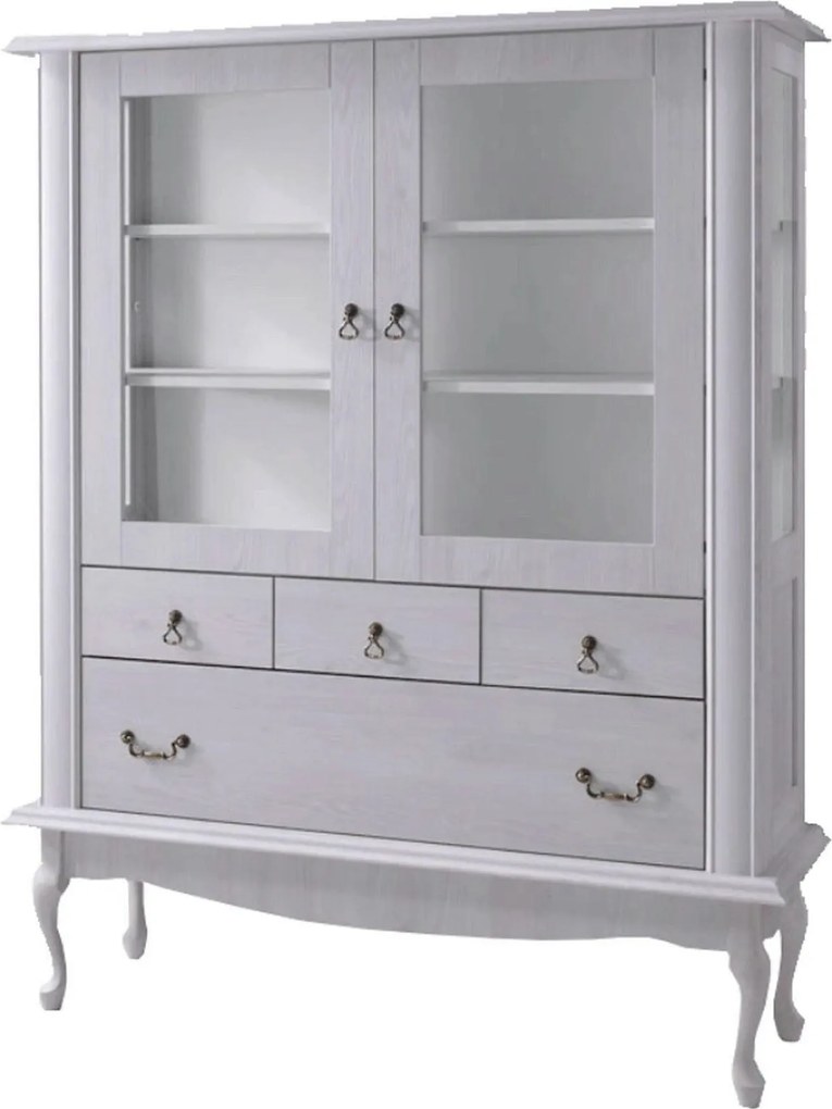 Vitrina VILAR DA5, pin alb, DTD laminat, 125x42x158 cm