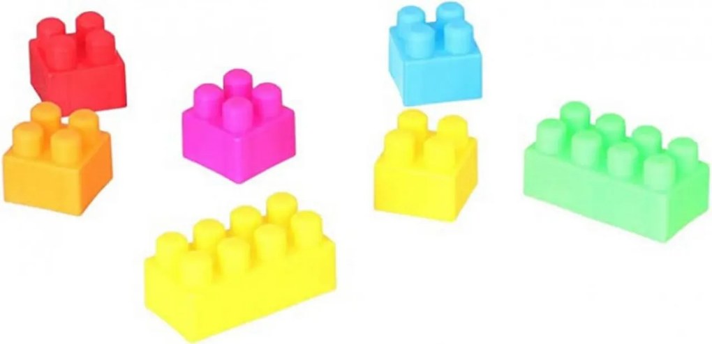 Set 126 cuburi de construit multicolore NOVOKIDS™ Happy Blocks, Cu gentuta de depozitare inclusa, Multicolor