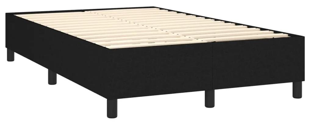 Pat box spring cu saltea, negru, 120x200 cm, textil Negru, 120 x 200 cm, Nasturi de tapiterie