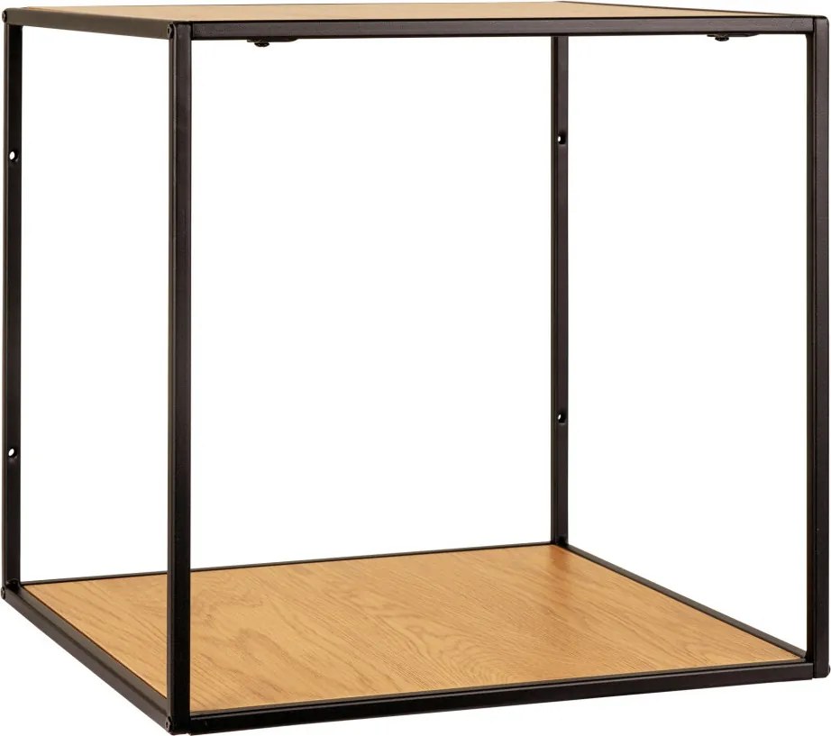 Raft de perete Vita, efect stejar, cadru negru 36x36x36 cm