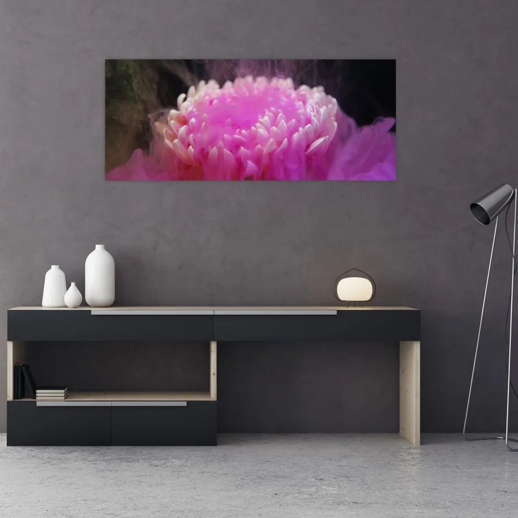 Tablou cu floare în fum roz (120x50 cm)