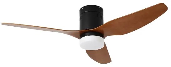 ZEVENTI - Ventilator de tavan LED PADUA, 18W, 230V, Wi‑Fi Tuya, negru/maro + telecomandă