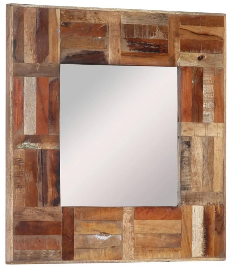 Oglinda de perete, 50x50 cm, lemn masiv reciclat 1, 50 x 50 cm