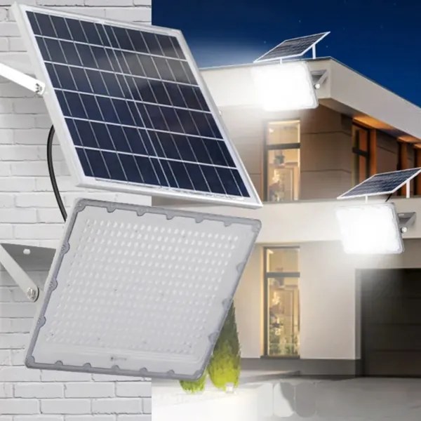 Proiector solar LED reglabil, 50 W, 3,2 V, 5000 K, 6000 mAh, IP65, negru + telecomandă