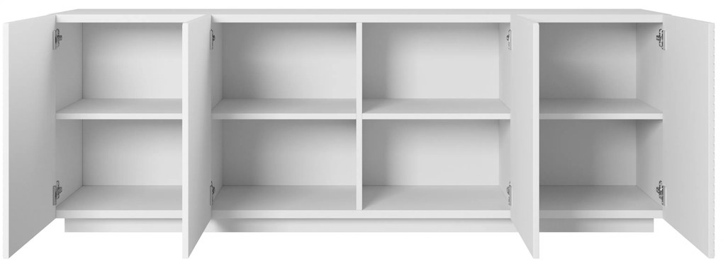 Comodă Asha 200 cm cu patru uși - alb mat