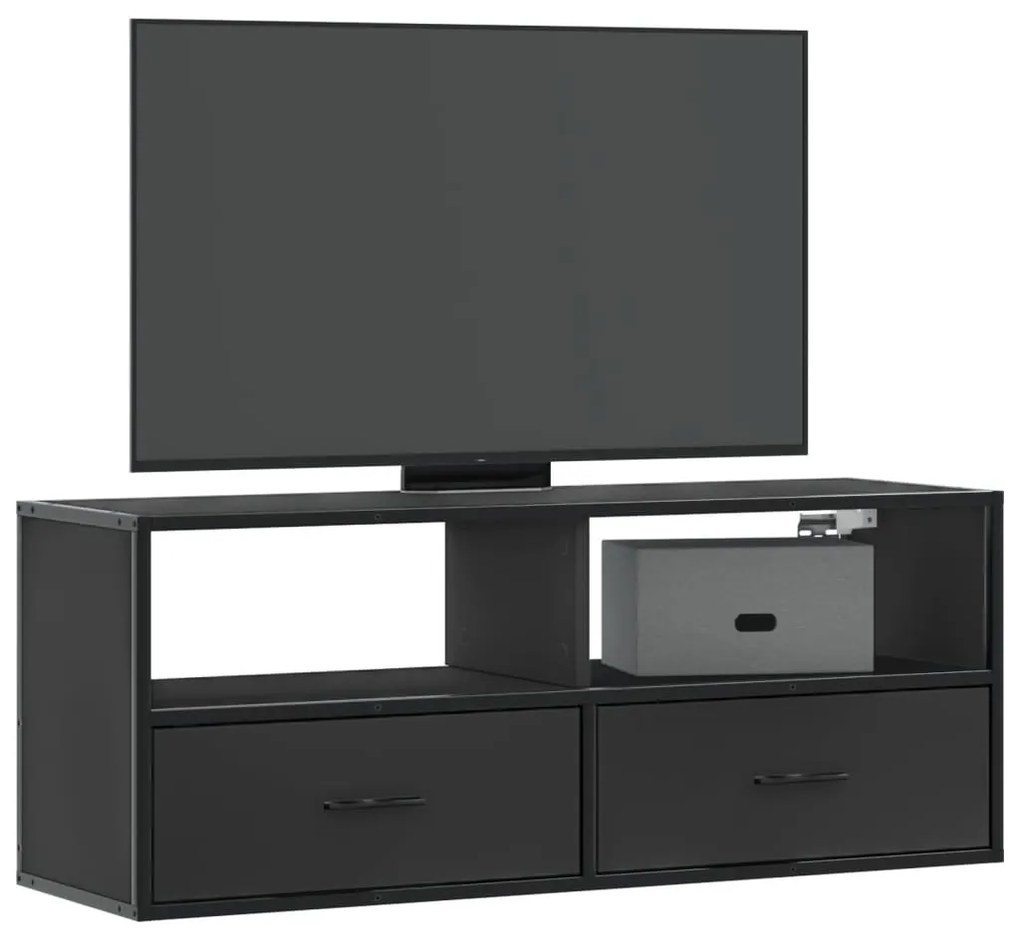 vidaXL Dulap TV, negru, 100x31x39,5 cm, lemn prelucrat și metal