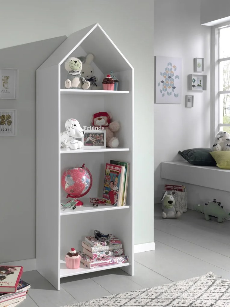 Bibliotecă pentru Copii Căsuță, Alb, (MDF) – CASAMI – Vipack