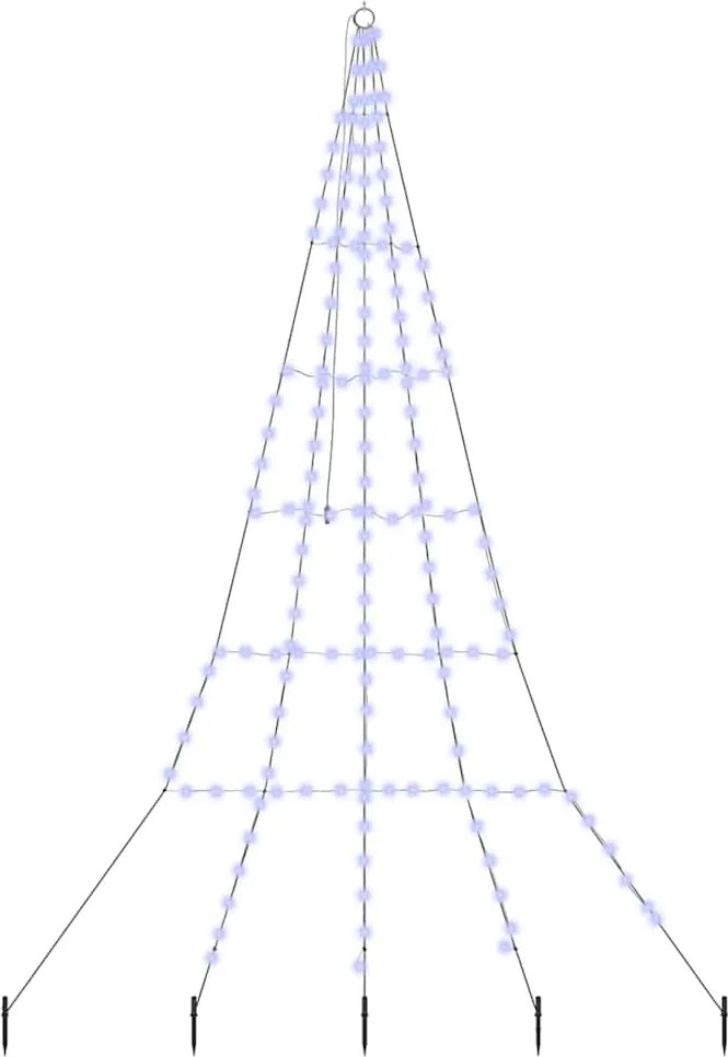 vidaXL Brad de Crăciun LED cu țevi de prindere în pământ 306 cm Metal