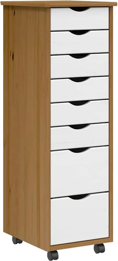 vidaXL Dulap rulant cu sertare „MOSS”, maro miere, lemn masiv de pin