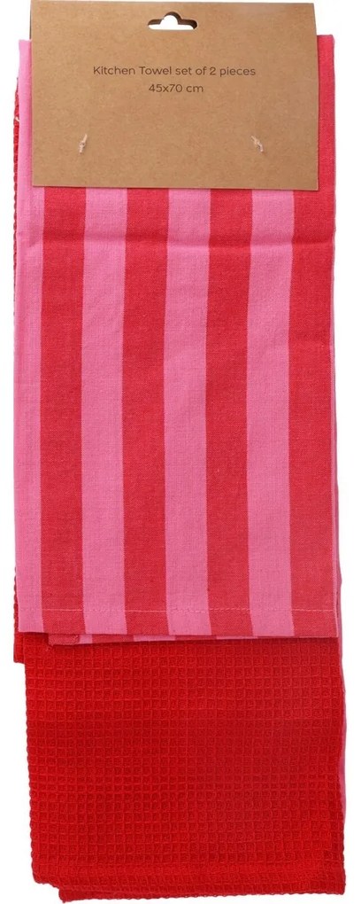 Prosop de bucătărie roz, 45 x 70 cm, set de 2bucăți