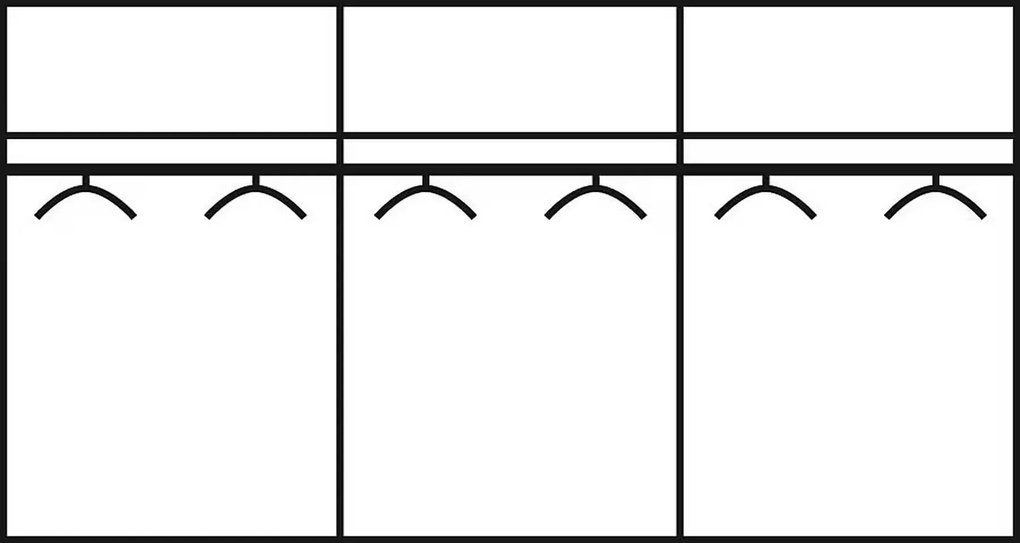 Dressing 300 cm lățime, 3 uși glisante, full oglindă, culoare albă, material PAL, 197 cm înălțime