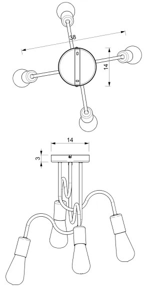 Lustră aplicată DOW 4xE27/60W/230V