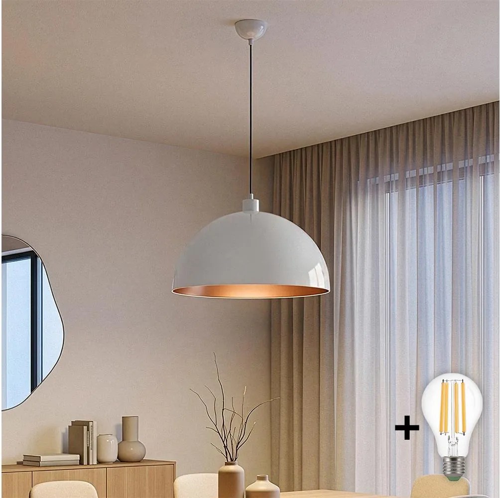 Brilagi - Lustră LED suspendată pe cablu METALO 1xE27/40W/230V diam. 40 cm alb/cupru