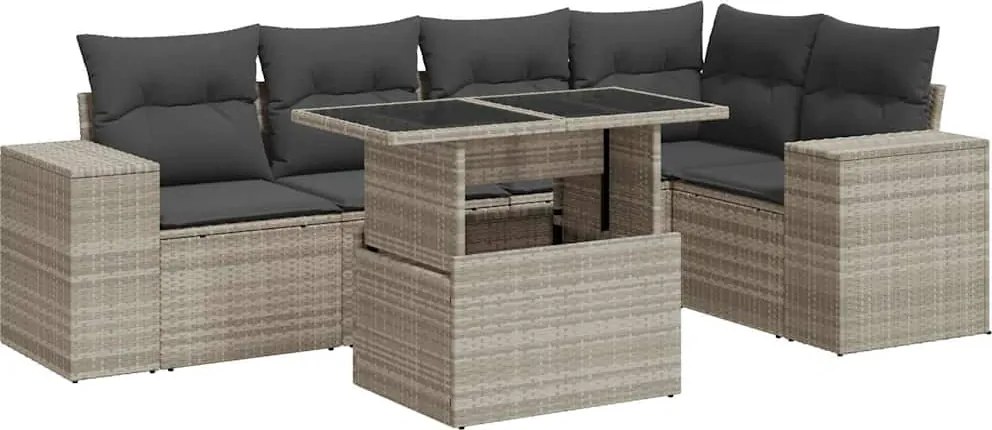 vidaXL Set canapele de grădină cu perne, 6 piese gri deschis poliratan