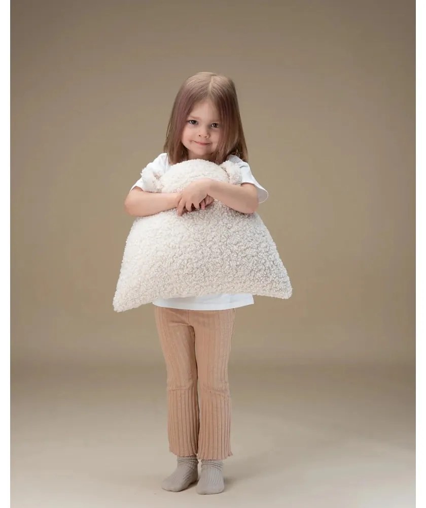 Pernă decorativă pentru copii crem cu tapițerie din țesătură bouclé Bear – Wigiwama