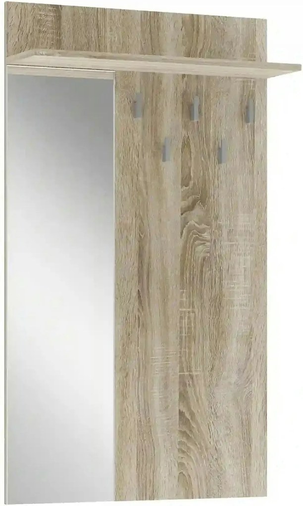 Cuier de perete cu oglinda LIMA PR-1, stejar sonoma, PAL laminat, 70x2
